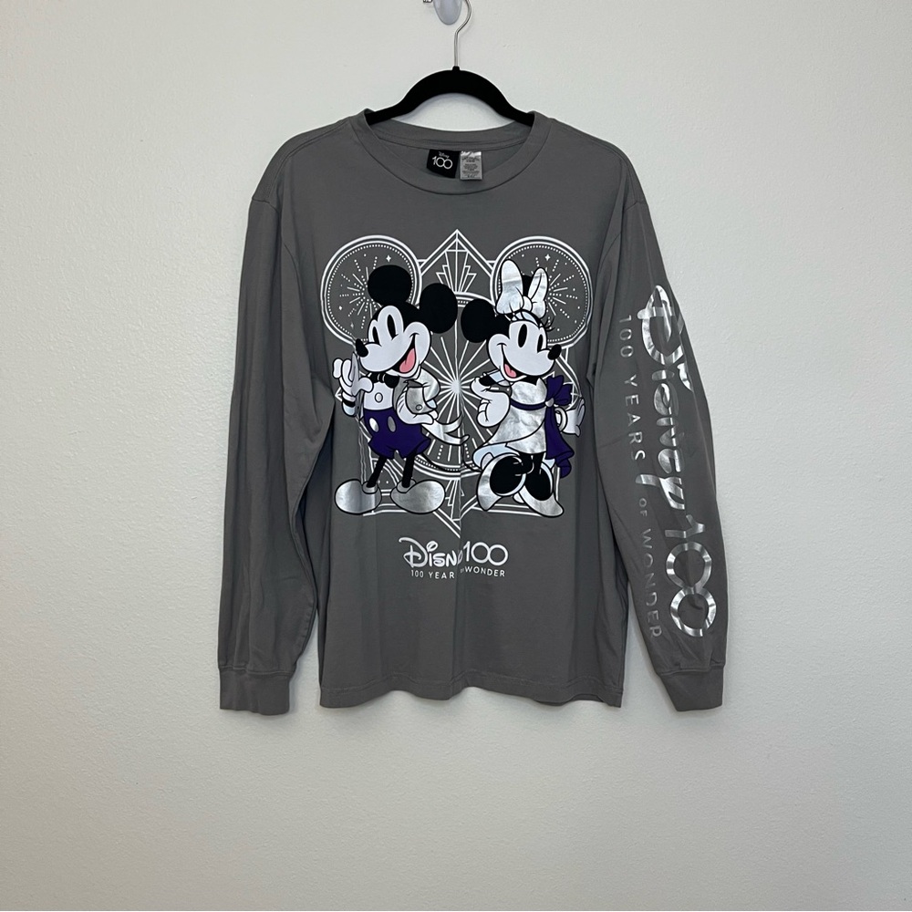 Disney Parks 100th Anniversary Mickey Minnie Mouse Long Sleeve Shirt Adults L